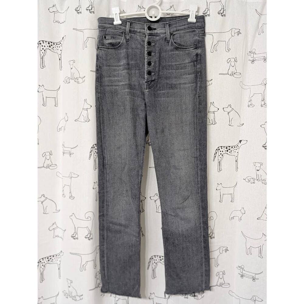 Mother The Pixie Dazzler Ankle Fray Jeans Button Fly Digging Up Dirt Gray Sz 29